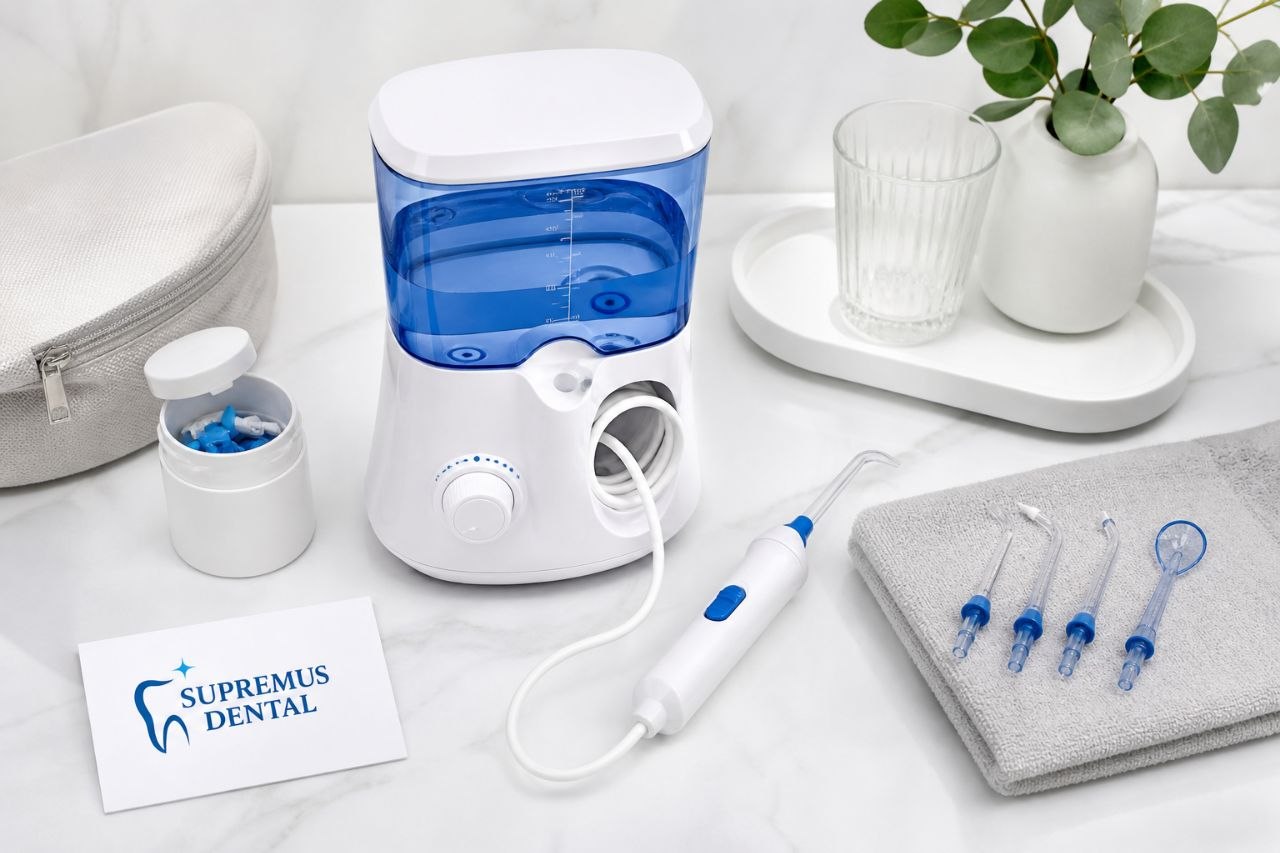 Irrigador dental con cápsulas blanqueadoras Aquapik Advanced